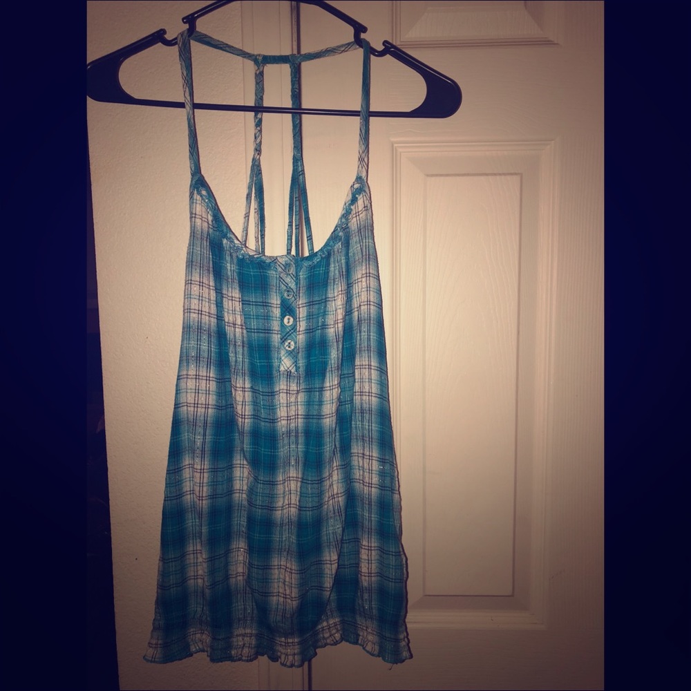 Blue and white tank top